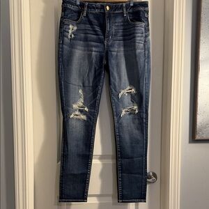 American Eagle Outfitters Dark Blue Distressed Skinny Jeans